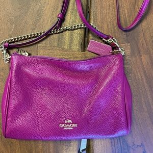 Coach Carrie Pink Dahlia Crossbody/shoulder Bag W/gold Chain F6666 E1623